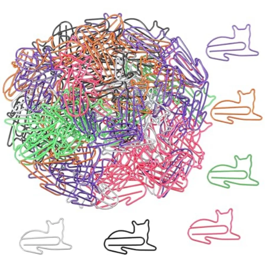 

100 Pcs Cat Paper Clips Cute Animal Paper Clips Fun Shaped Paperclips Multicolor Bookmarks Small Office School Supplies Teacher