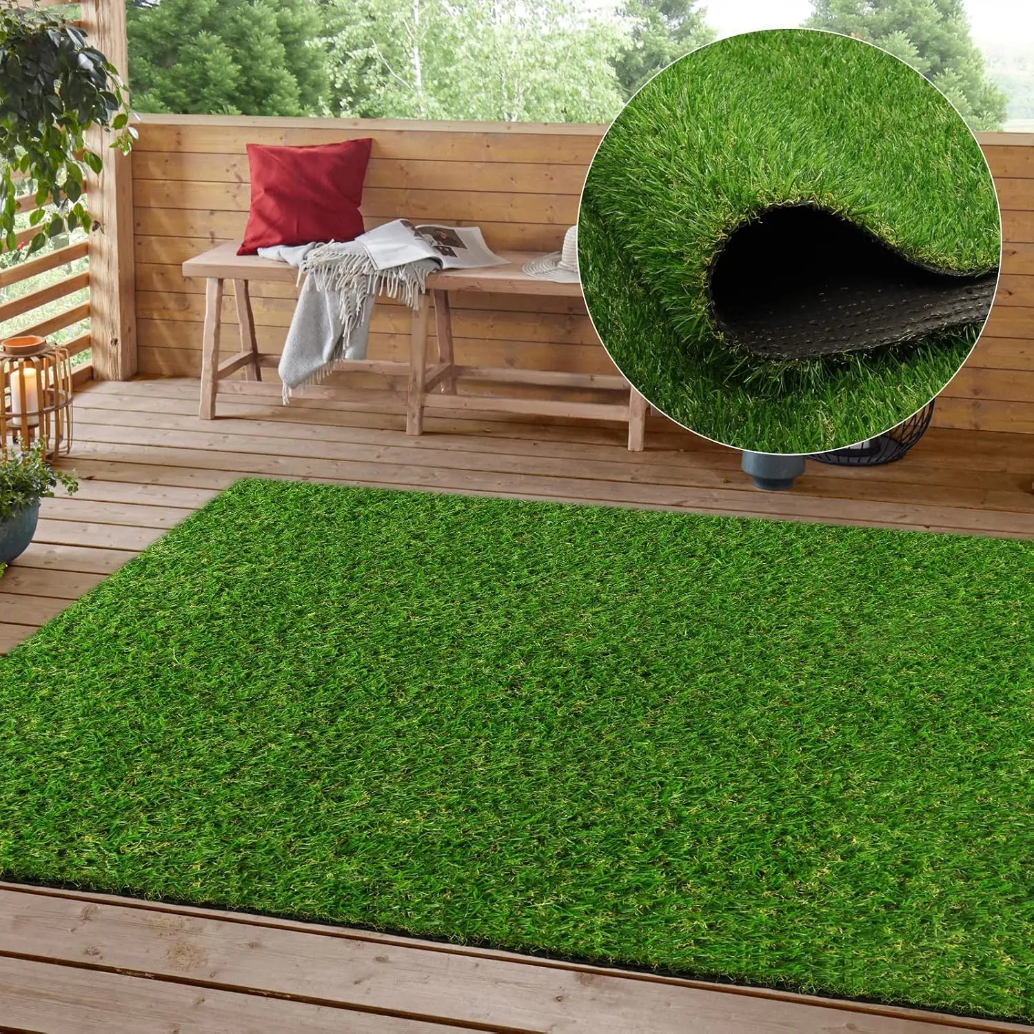Realistic Artificial Turf Grass, 9 FT X 9 FT Artificial Synthetic Fake Grass, 20MM Green Turf Rug Pet Dogs Lawn Mat, Customized