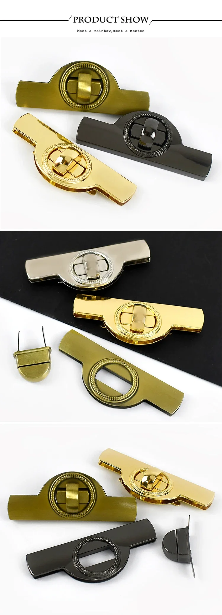 1-5Pcs Bag Twist Turn Lock Snap Metal Buckles Handbag Decor Closure Clasps DIY Luggage Replacement Hardware Accessories
