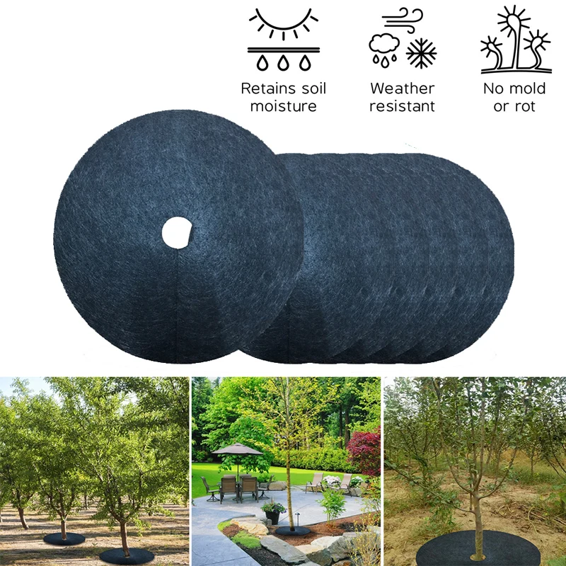 Tree Protection Mats Ecological Control Cloth Mulch Ring Round Barrier Plant Cover for Indoor Outdoor Gardens