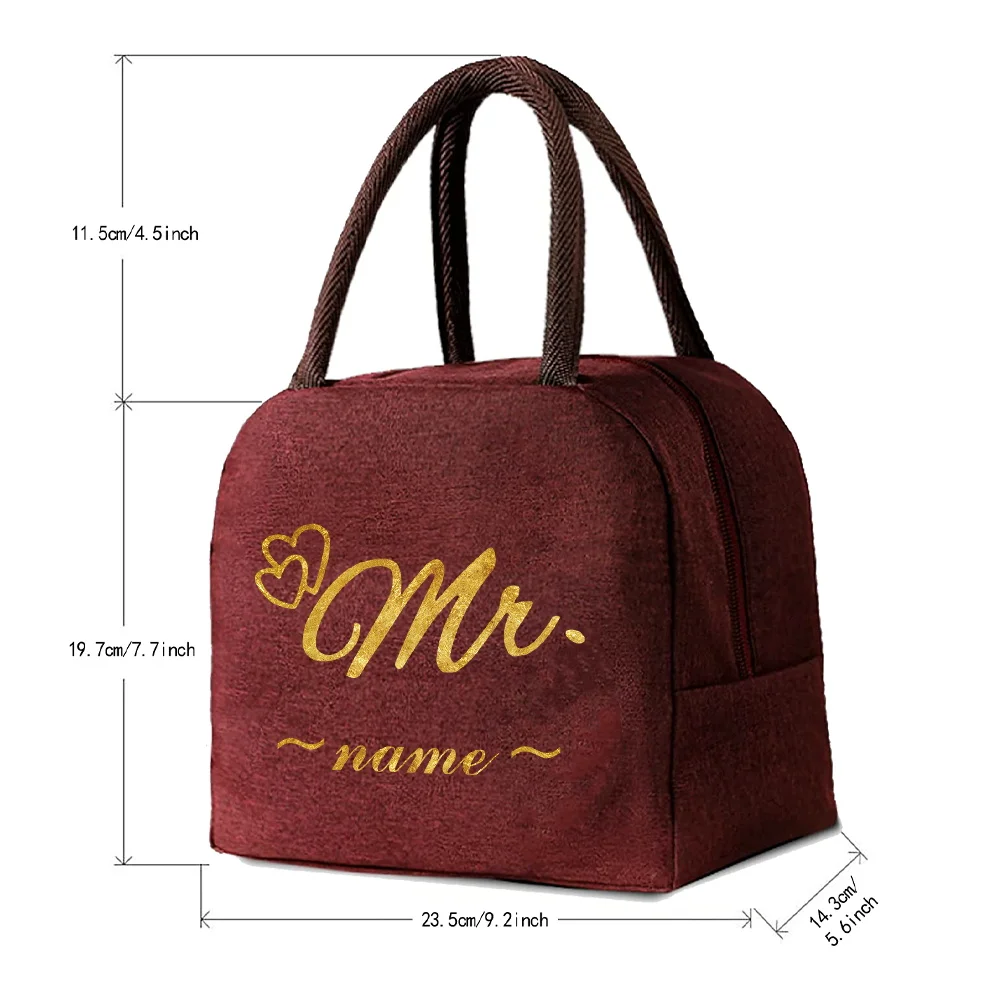 Personalized Customization Name Red Insulated Lunch Bag Thickened Food Storage Outdoor Travel Picnic Bag Bento Bag