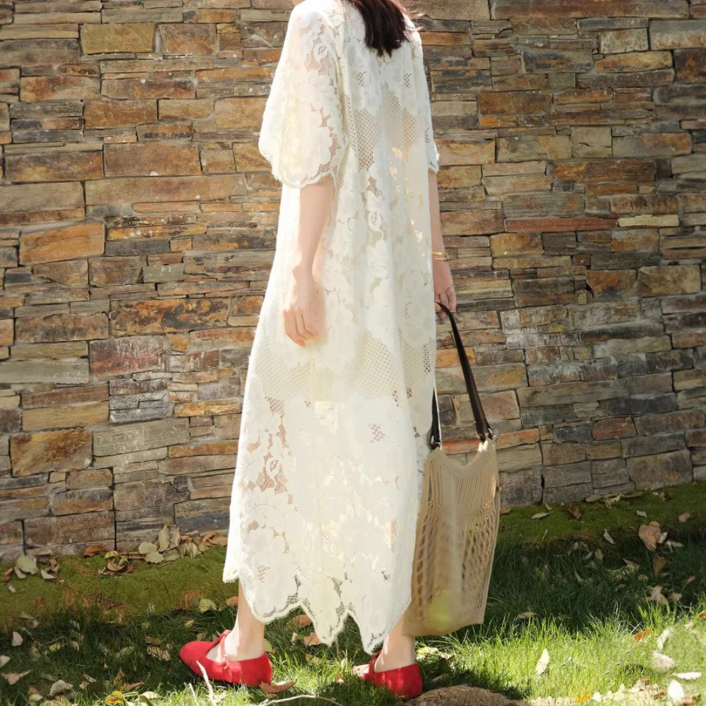 Twotwinstyle sólido emendado bordado vestidos elegantes para mulheres com decote em v meia mangas pura retalhos rendas sexy vestido feminino novo