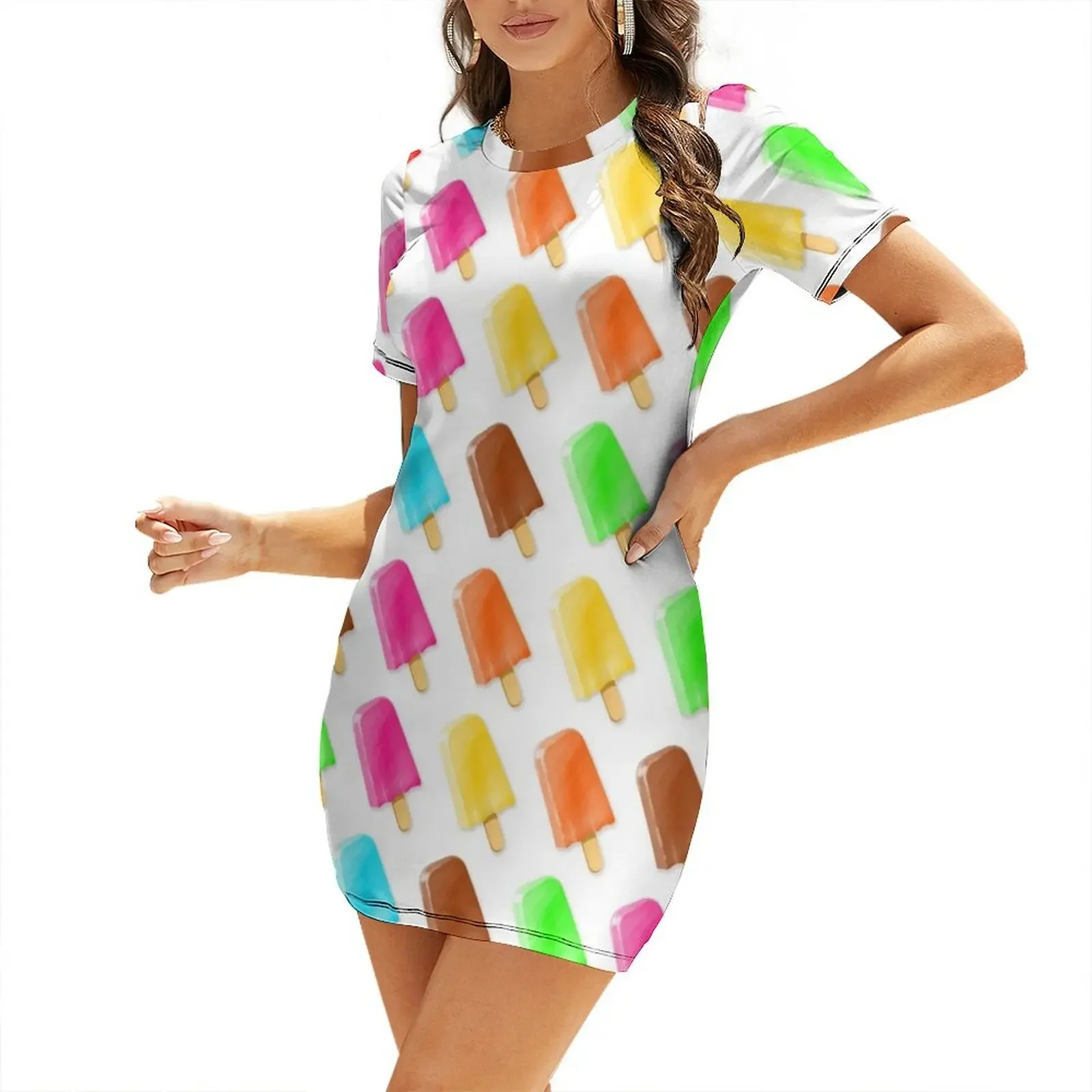 

Popsicles Short-Sleeved Dress summer clothes cocktail dresses party dresses women dresses women summer 2025 Dress