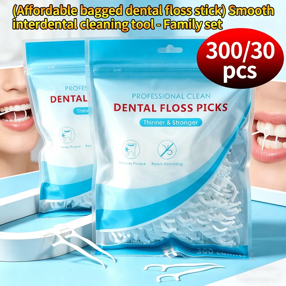 300/30 Unidades de Palillos de Hilo Dental Desechables, Paquete Familiar de Palillos de Hilo Dental Suaves, Cepillos Interdentales Portátiles para la Limpieza Diaria de los Dientes