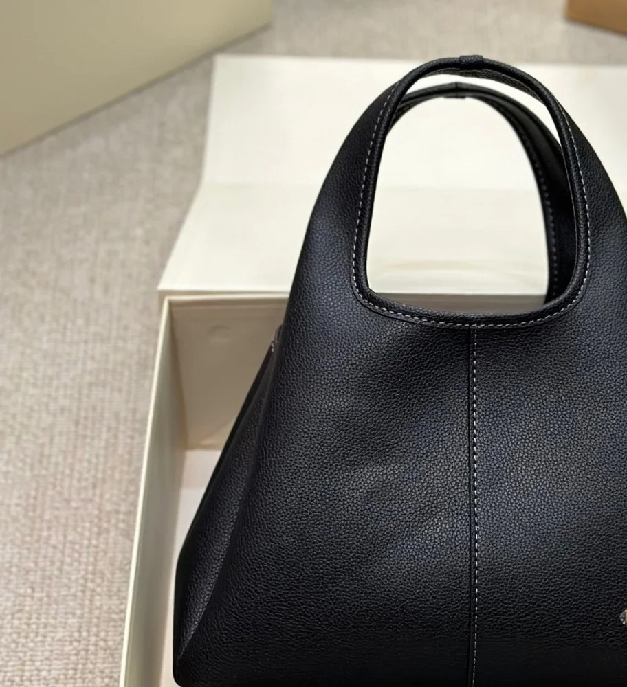 High Quality Cow Leather Solid Black Women\'s Shopping Handbag Fashion Design Large Capacity Female Evening Party Purse Bag