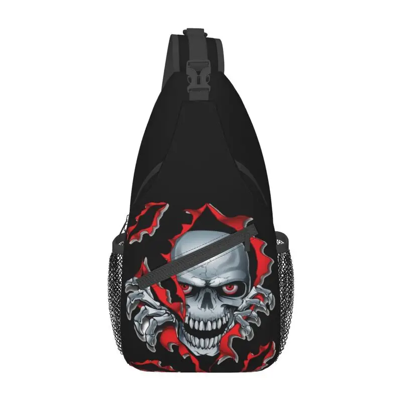 

Rip Skull Sling Chest Bag Customized Gothic Skeleton Shoulder Crossbody Backpack for Men Cycling Camping Daypack