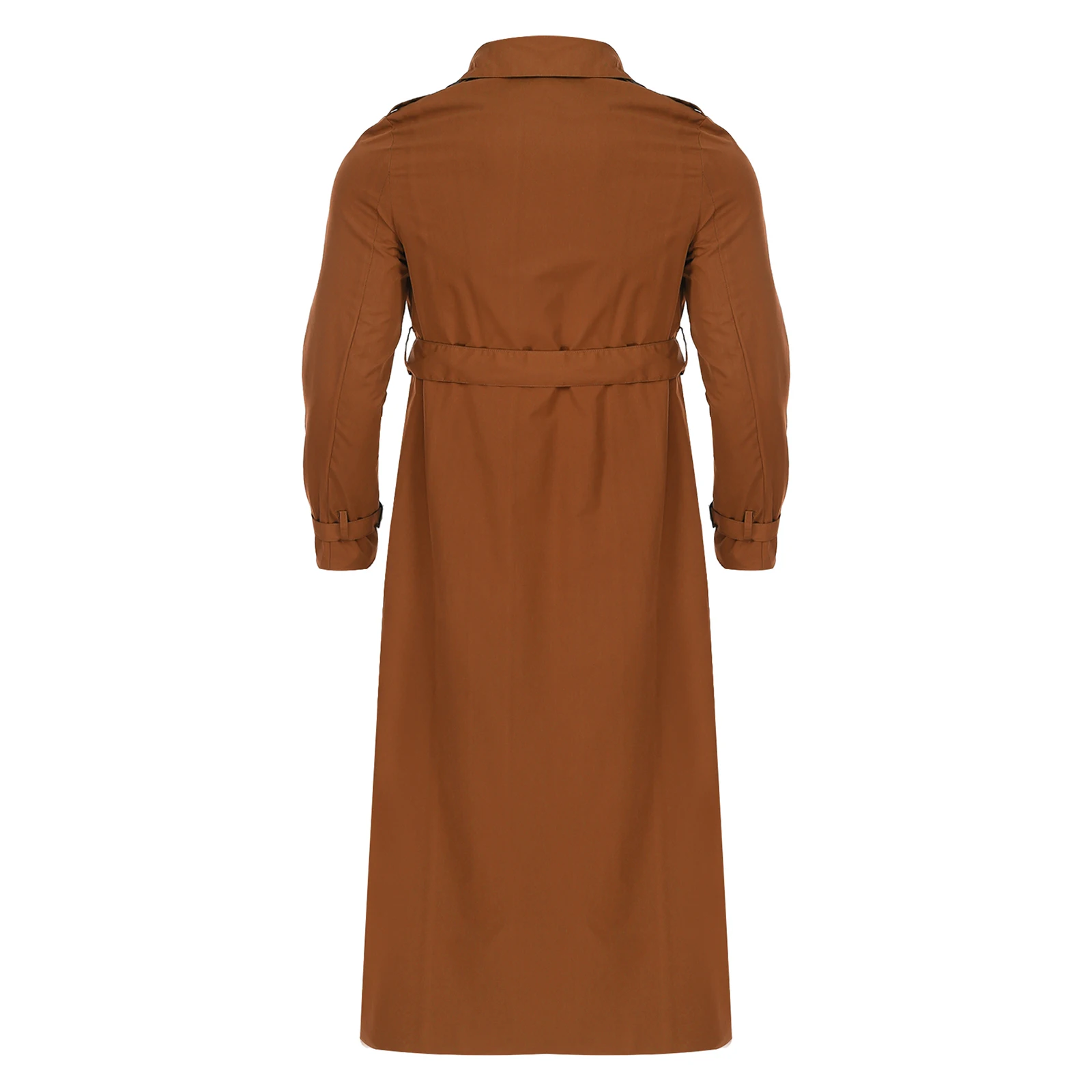 Men Fashion Open Front Trench Coat Casual Notched Lapel Long Sleeve Long Length Jacket Overcoat with Belt for Autumn Spring Coat