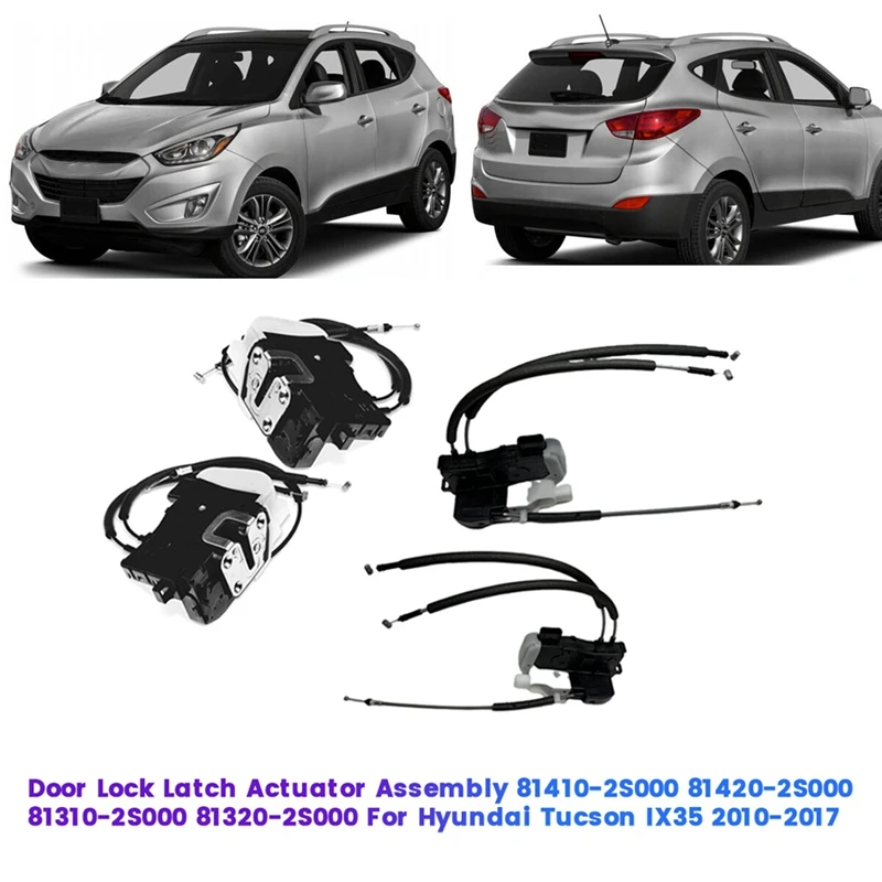 4 Piece Door Lock Latch Actuator Assembly Front And Rear For Hyundai Tucson IX35 2010-2017