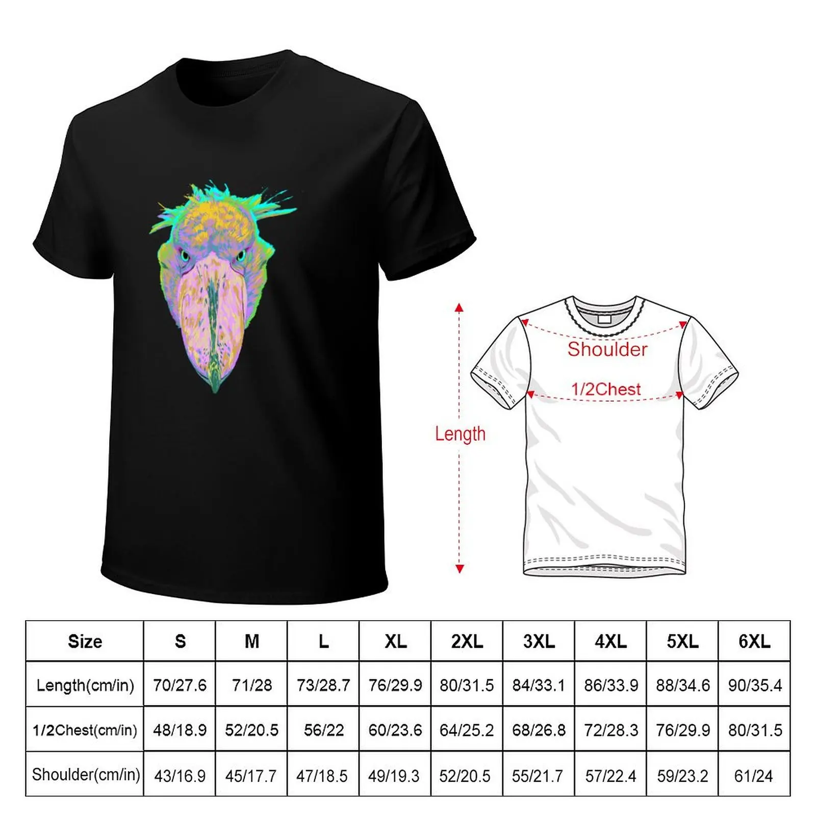 Colorful Bird Splash Shoebill T-Shirt cotton graphic tees man t shirt slim fit t shirts for men