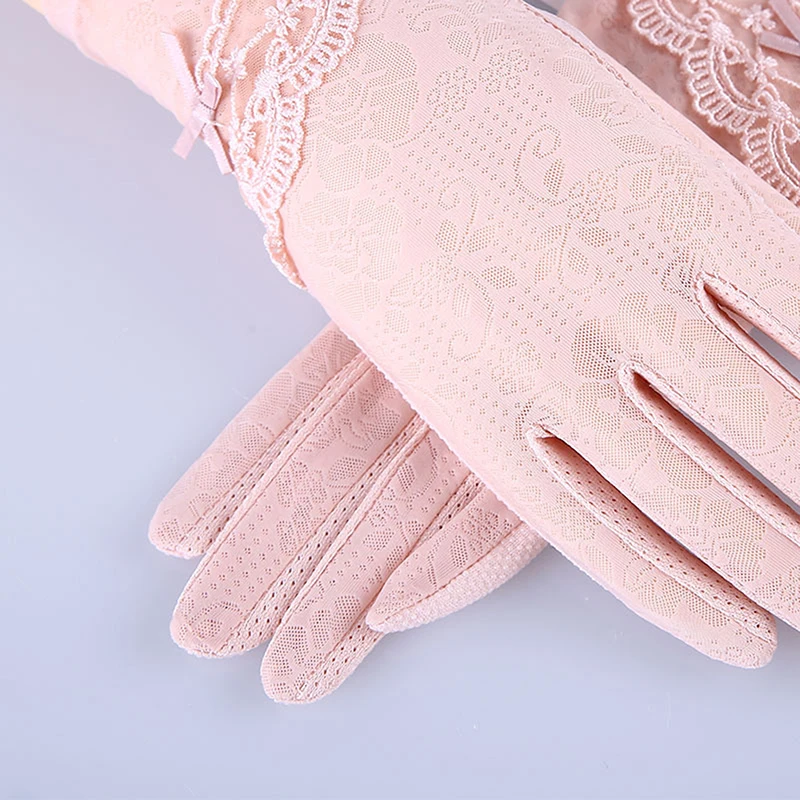 Summer Women UV Protection Gloves Breathable Thin Mid-length Driving Bike Gloves Anti-slip Touch Screen Sun Protection Gloves