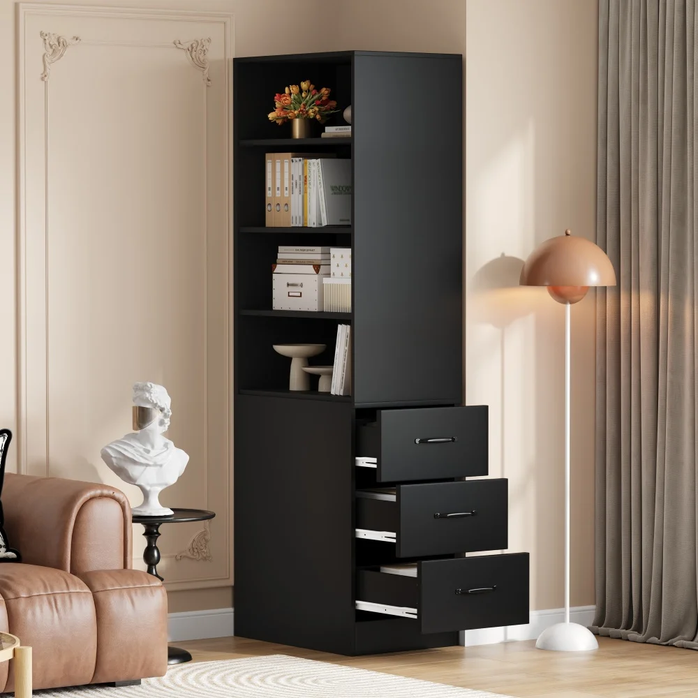 Kleine boekenkast met wielen, met planken en laden, links/rechts omkeerbare configuratie, valbeveiliging, nachtkastje