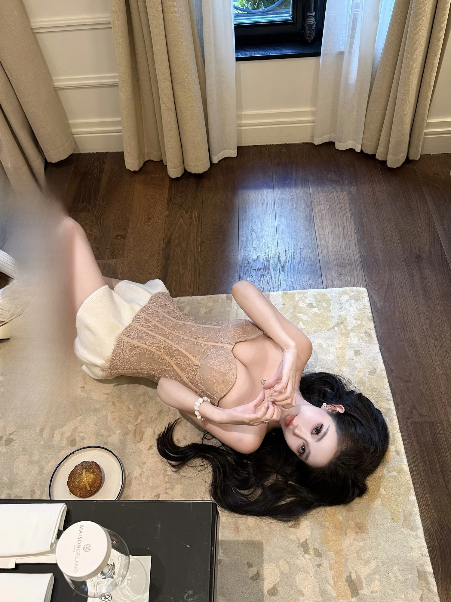 

Viola 6D a Sexy Bla Tech Gathered Strapl Lace Crop Top Ele Waist-Cinching Winter 2025 Women's Faion