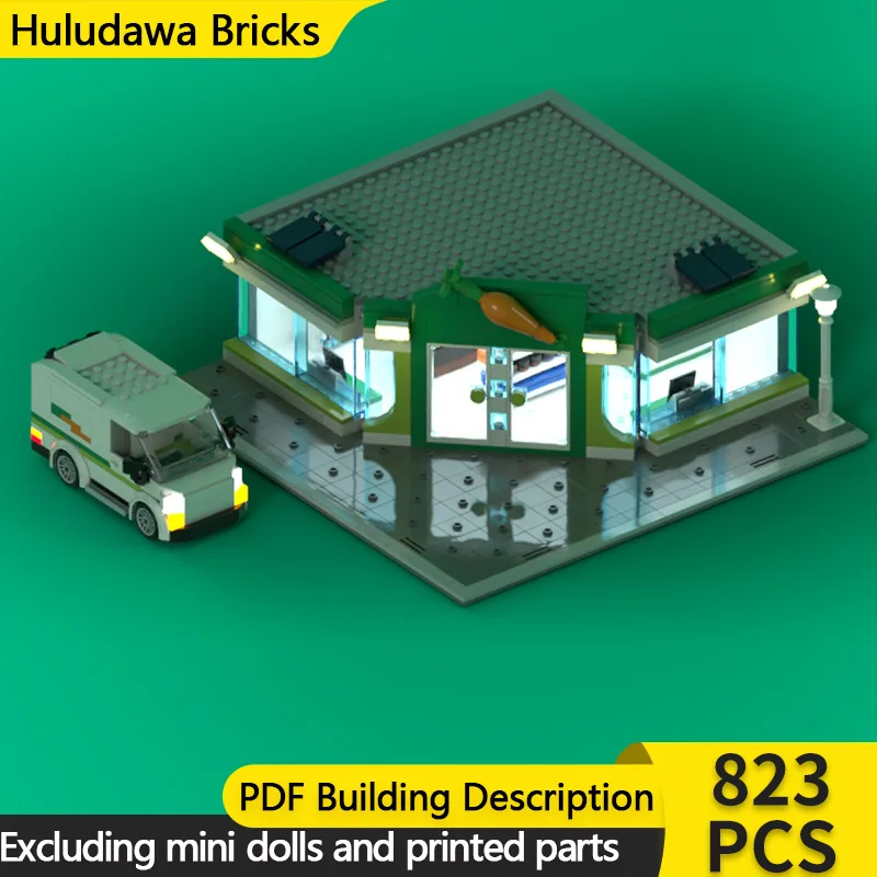 

City Street View Model MOC Building Brick Large Grocery Store Modular Technology Children Holiday Gifts Assemble Toys Suit