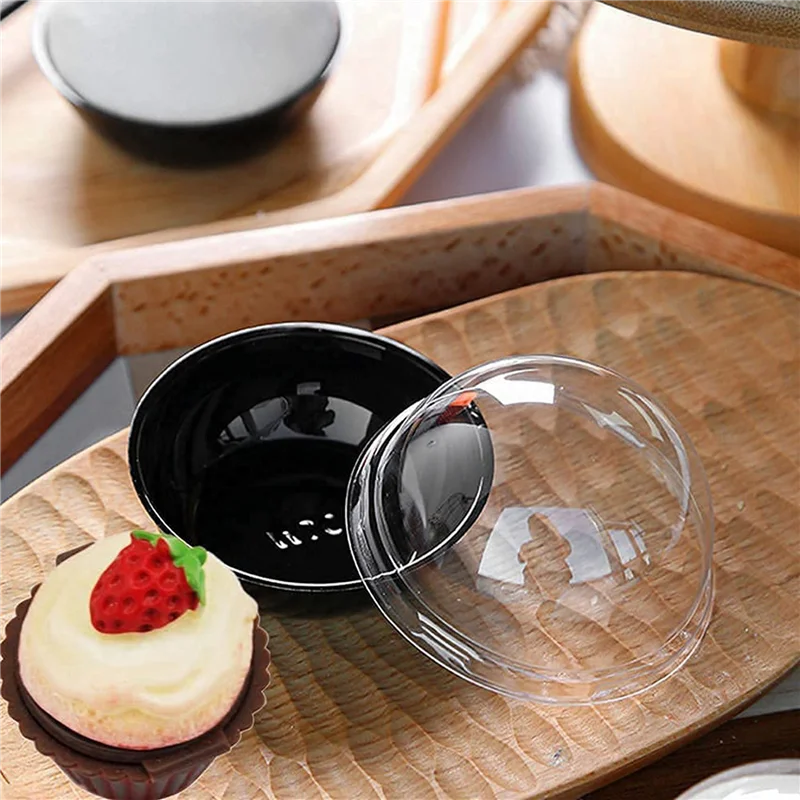 

AONEQ-300 Pack Clear Plastic Mini Cupcake Container, Individual Packaging Treat Boxes With Dome Lids For Mini Muffin Macaron