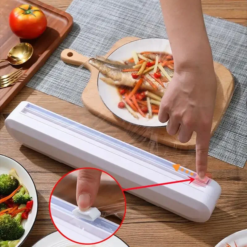 Dispenser di plastica per alimenti porta fogli con taglierina accessori per la conservazione della cucina utensili foglio di alluminio e Dispenser