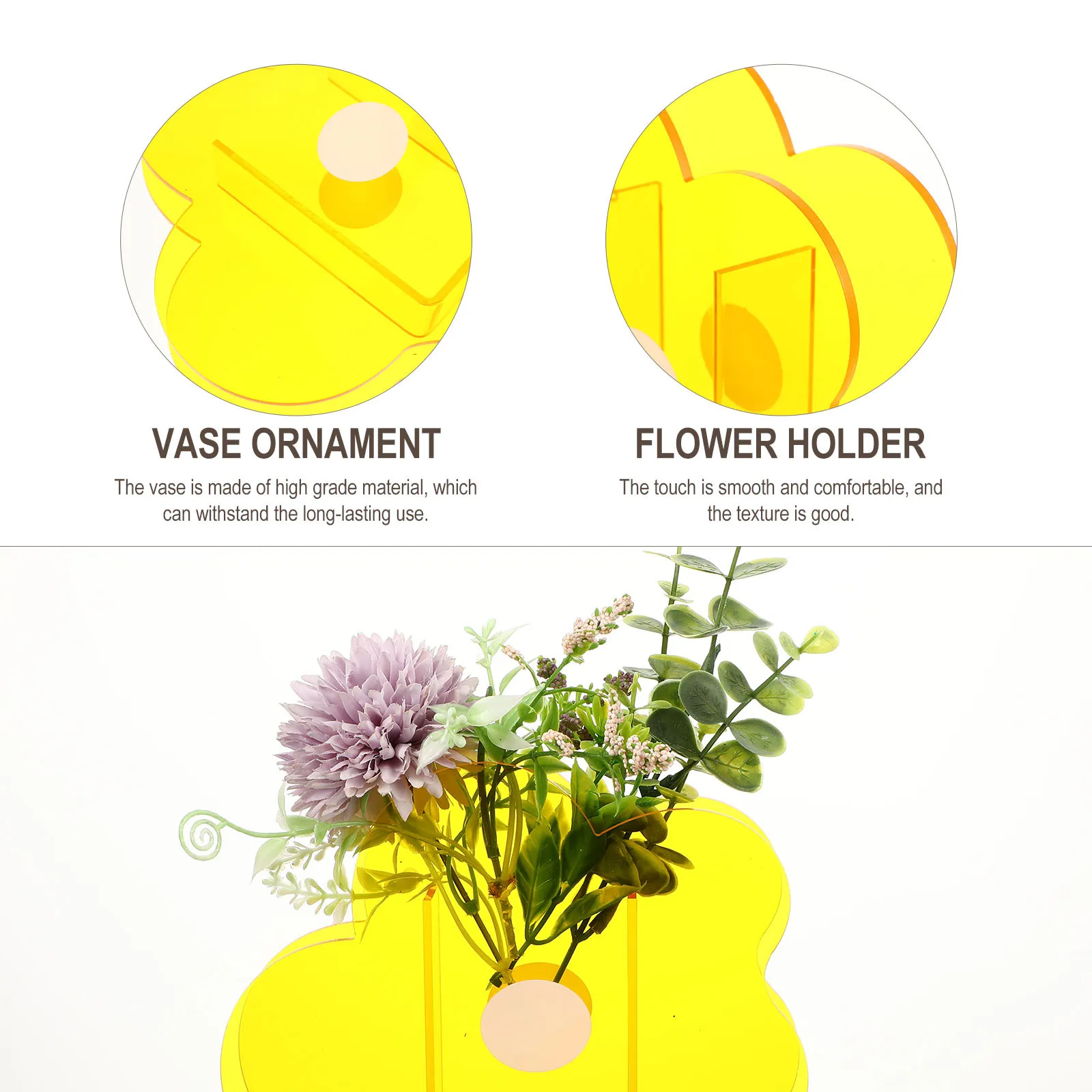 

1Pcs High Grade Material Acrylic Vase Unique Flower Holder Artistic Home Vase Non Slip Design Fine Workmanship Flower Holder