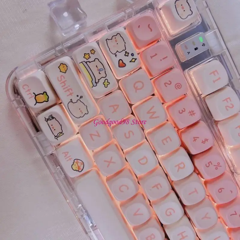Ergonomic 118 Pink Pig Keycap PBT MOA Profile for Mechanical Keyboards