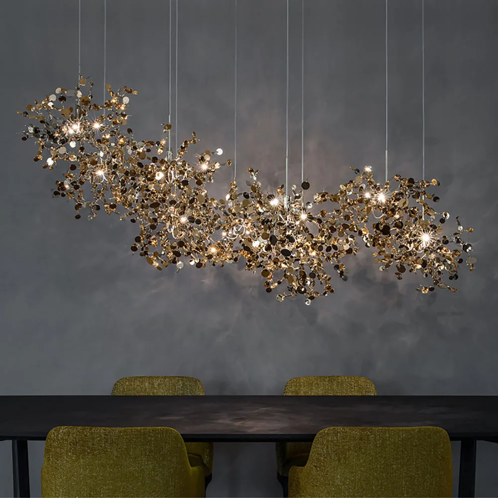 

Creative Stainless Steel Pendant Lamps Nordic Art Design Chandelier Living Room Shop Window Bar Restaurant Kitch Decorative Lamp