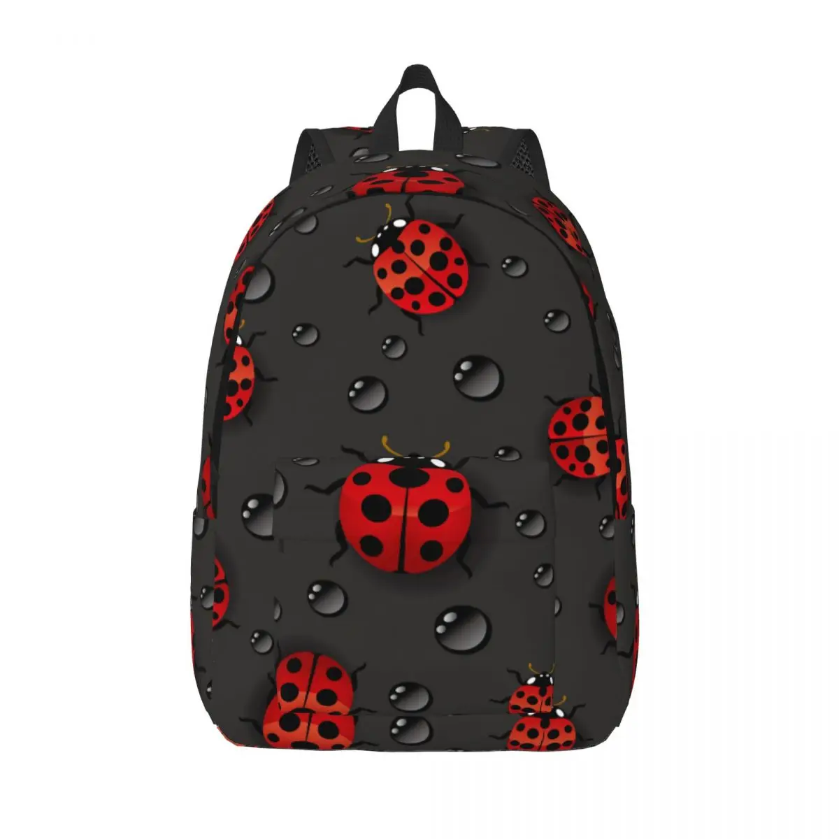 Schoolbag Student Backpack Red Ladybugs With Water Drops Shoulder Backpack Laptop Bag School Backpack