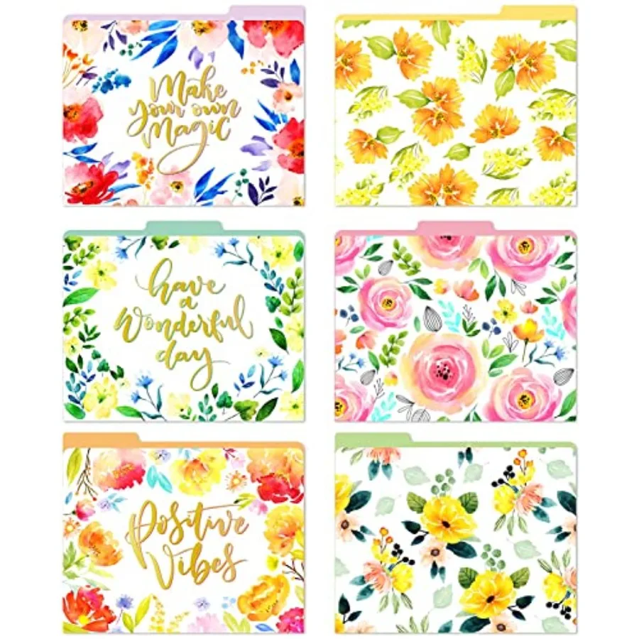 

Paper Master File Folders Letter Size 12 Pack Premium Waterproof File Folders Decorative in Wonderful Colors and Flora Designs