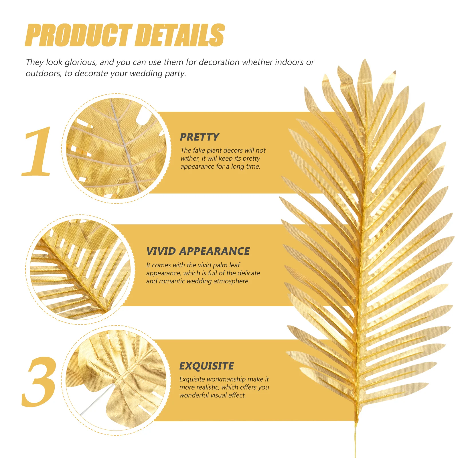 

20pcs Golden Monstera Leaves Artificial Silk Cloth Wedding Decor Party Supplies Tropical Plant Decors Indoors Outdoors