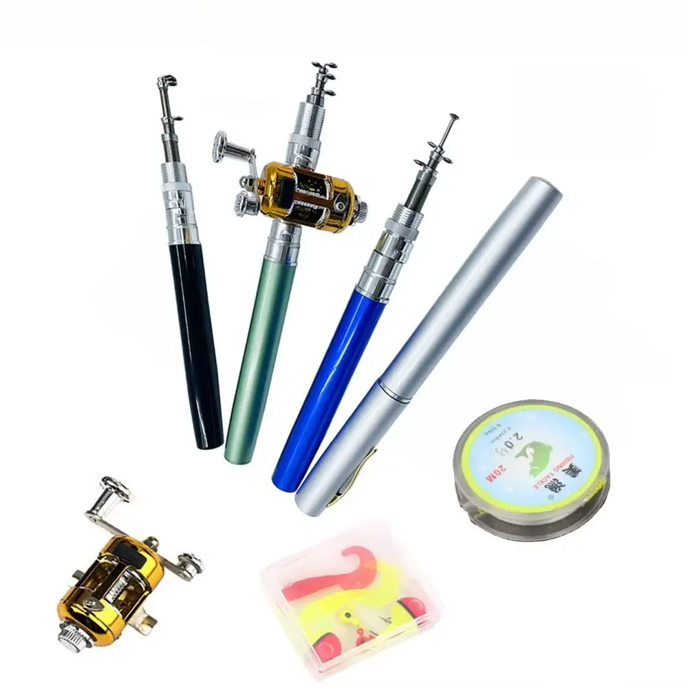 

Телескопическая карманная удочка в форме ручки, карбоновая катушка, мини-удочка из алюминиевого сплава, спиннинговая сложенная удочка, комплект реки