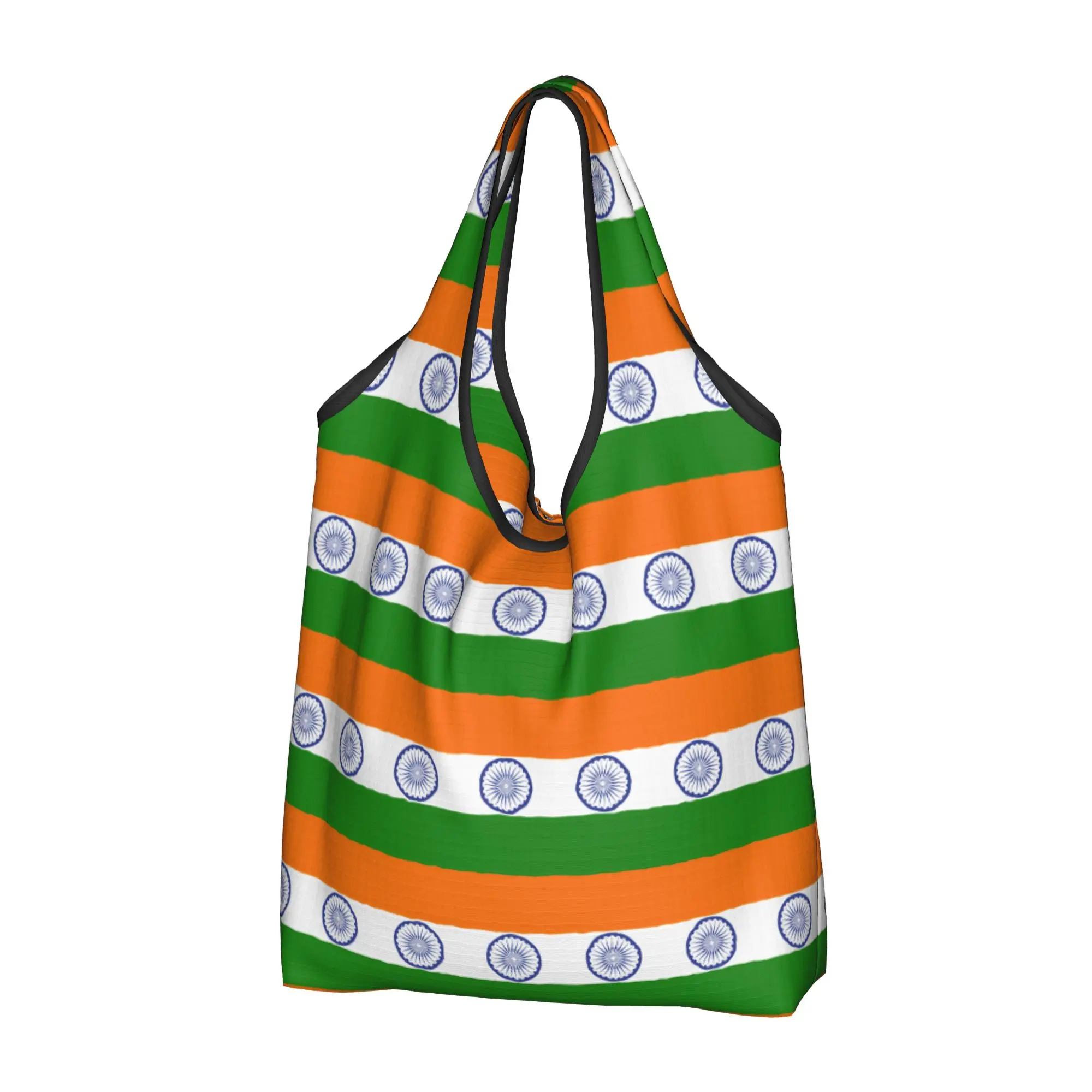Reusable Flag Of Indias Shopping Bag Women Tote Bag Portable Indias Patriotic Grocery Shopper Bags