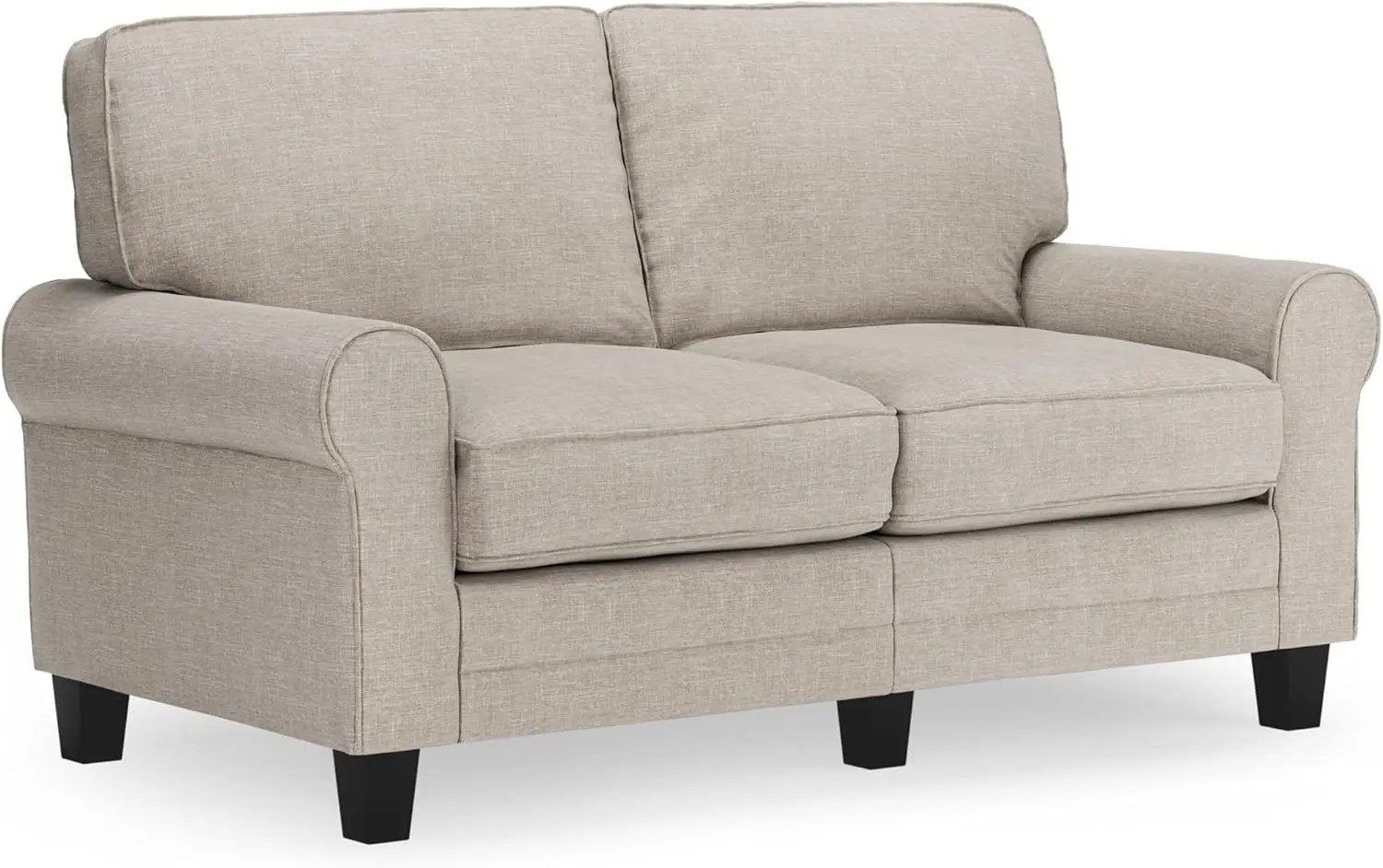 Copenhagen Rolled Arm Sofa, Easy Care Polyester, Soft Pillow Back, Pocket Coil Seat Cushions, Removable Covers, Couch for