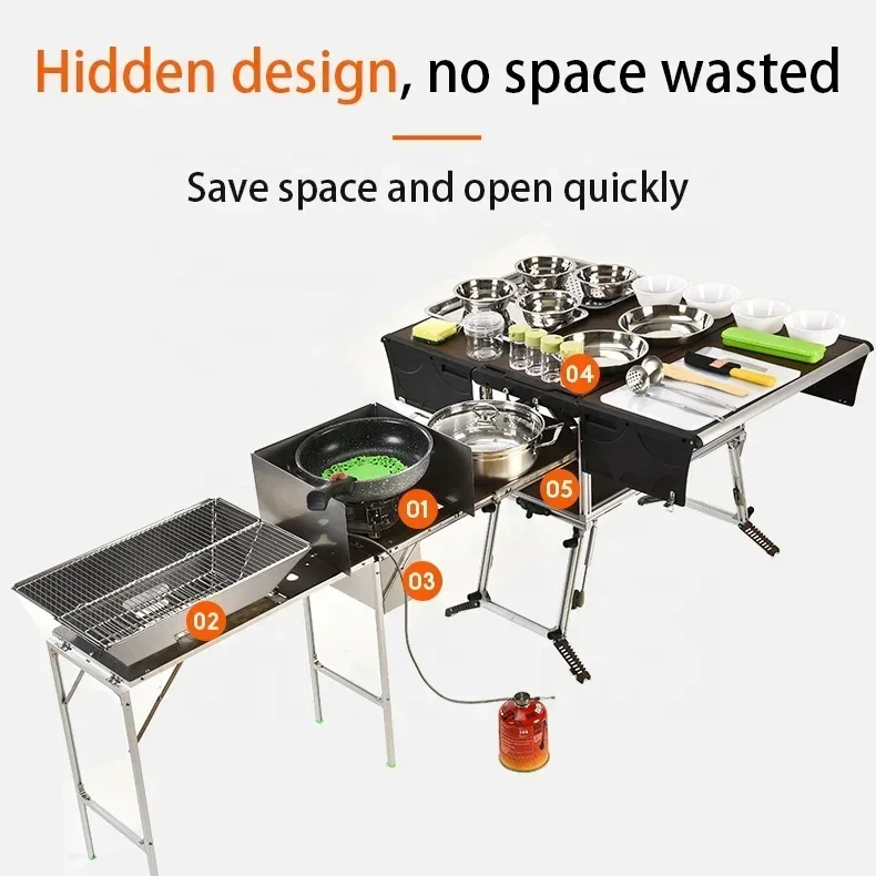 

Outdoor Accessories Foldable portable caravan equipment Caravan Camper Car Mobile Grill kitchen Picnic table