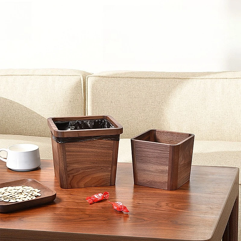 

Маленький деревянный настольный мусорный бак, элегантный офисный мусорный бак, элитный минималистичный дизайн
