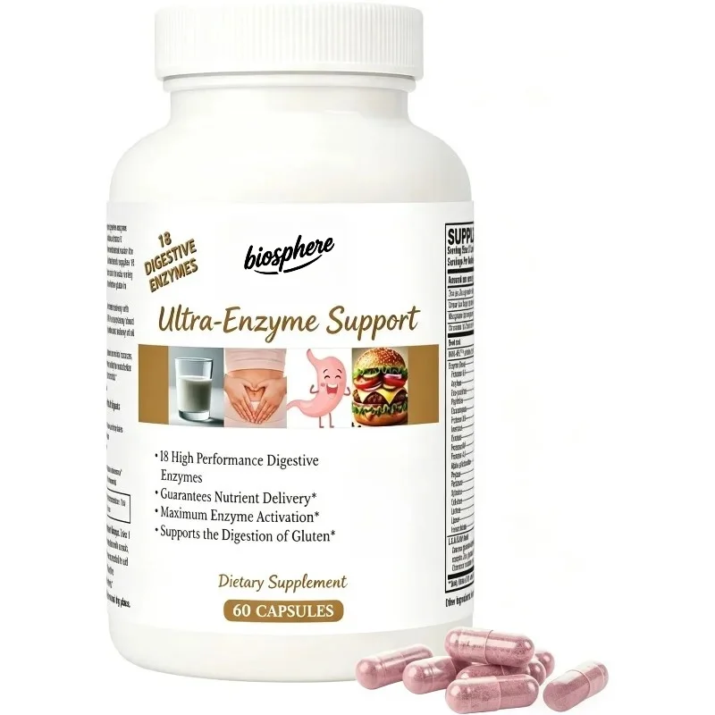 Super Enzyme Capsules, Natural Digestive Supplement 60 Capsules