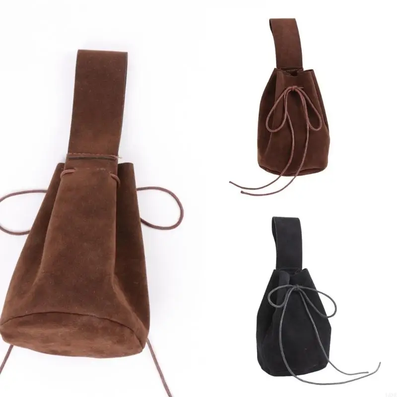 Y3NE Medieval Waist Pack Vintage Belt Waist Bag LARP Renaissances Costume Accessories for Women Men Leather Fanny Pack