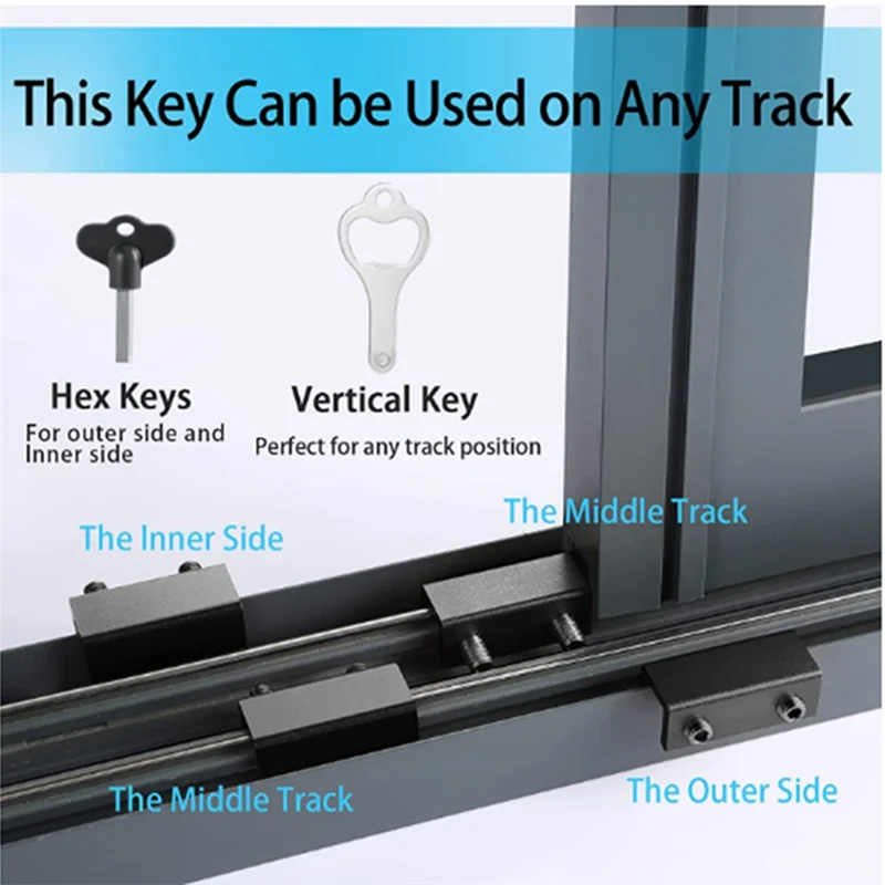 4 Sets Window Locks, Sliding Window Locks with Key for Vertical & Horizontal Sliding Windows Doors, Security Window Lock