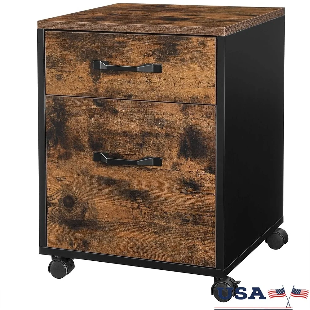 

2 Drawer Rolling File Cabinet Home Office Printer Stand A4 Letter Document Organizer with Wheels
