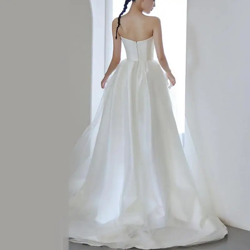 Newest Wedding Dresses Strapless Backless Sexy Party Dresses For Ladies Fashionable Simple Elegant Bridal Dress Customized