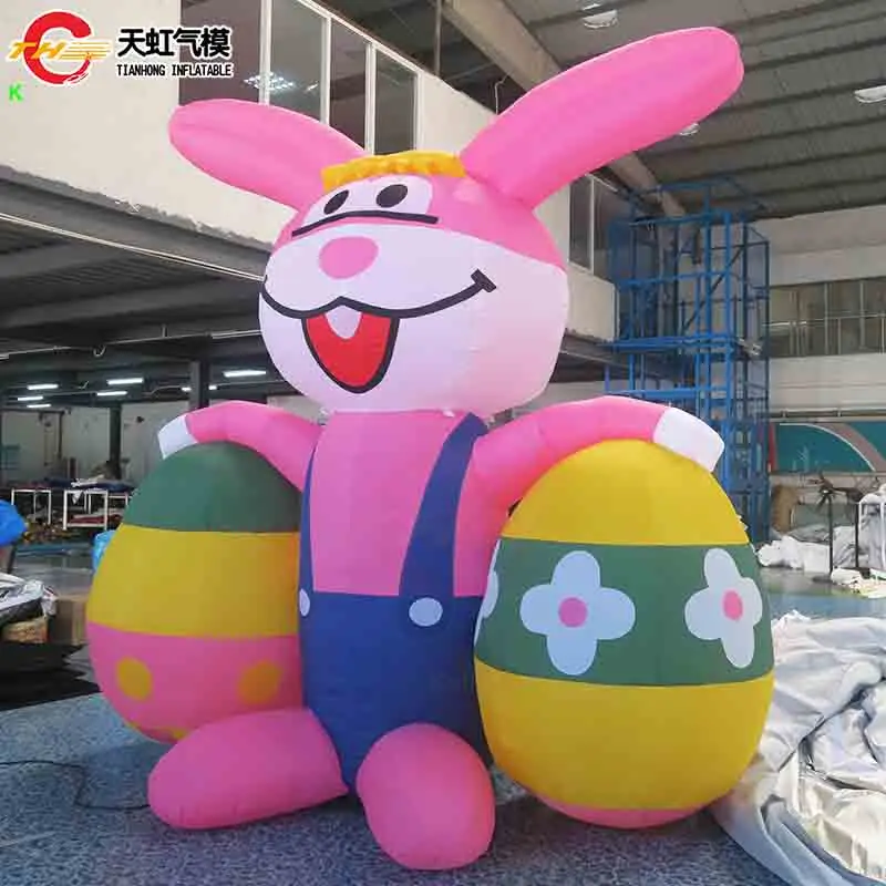 Kommerzielles, maßgeschneidertes aufblasbares Osterhasenmodell, Außendekoration mit LED-Leuchten, riesiges Osterhasen für die Feiertagsfeier