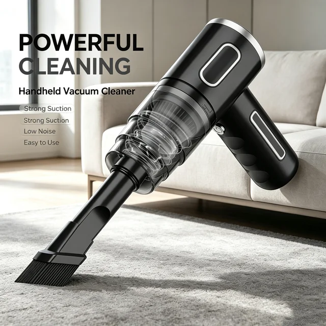 Wireless Handheld Car Vacuum Cleaner, Ergonomic Handheld Design Mini Cordless Vacuum, 3500Pa Strong Suction Car Home Dual Purpose Vacuum with LED Light, Rechargeable Compact Vacuum for Car Sofa Keyboard Pet Hair Corner Dust Deep Cleaning 4