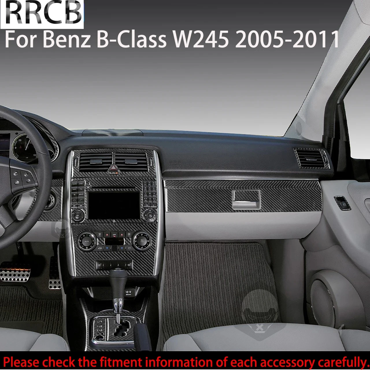 

For Mercedes Benz W245 2005-2011 B-Class Accessories Interior Dashboard Center Console Gear Shift Full Set Carbon Fiber Stickers