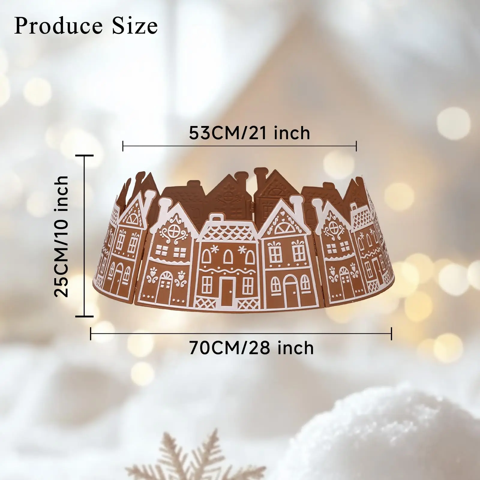 الزنجبيل منزل شجرة عيد الميلاد طوق 28 بوصة الزنجبيل الخبز البيت البلاستيك شجرة عيد الميلاد حلقة طوق لأشجار عيد الميلاد في الأماكن المغلقة #6