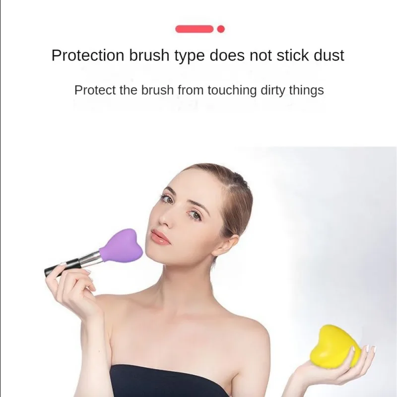 3pcs Heart-shaped Brush Dust Protection Cover Guards Silica Protectors Protective Accessories Makeup Brushes Set Beauty Tools