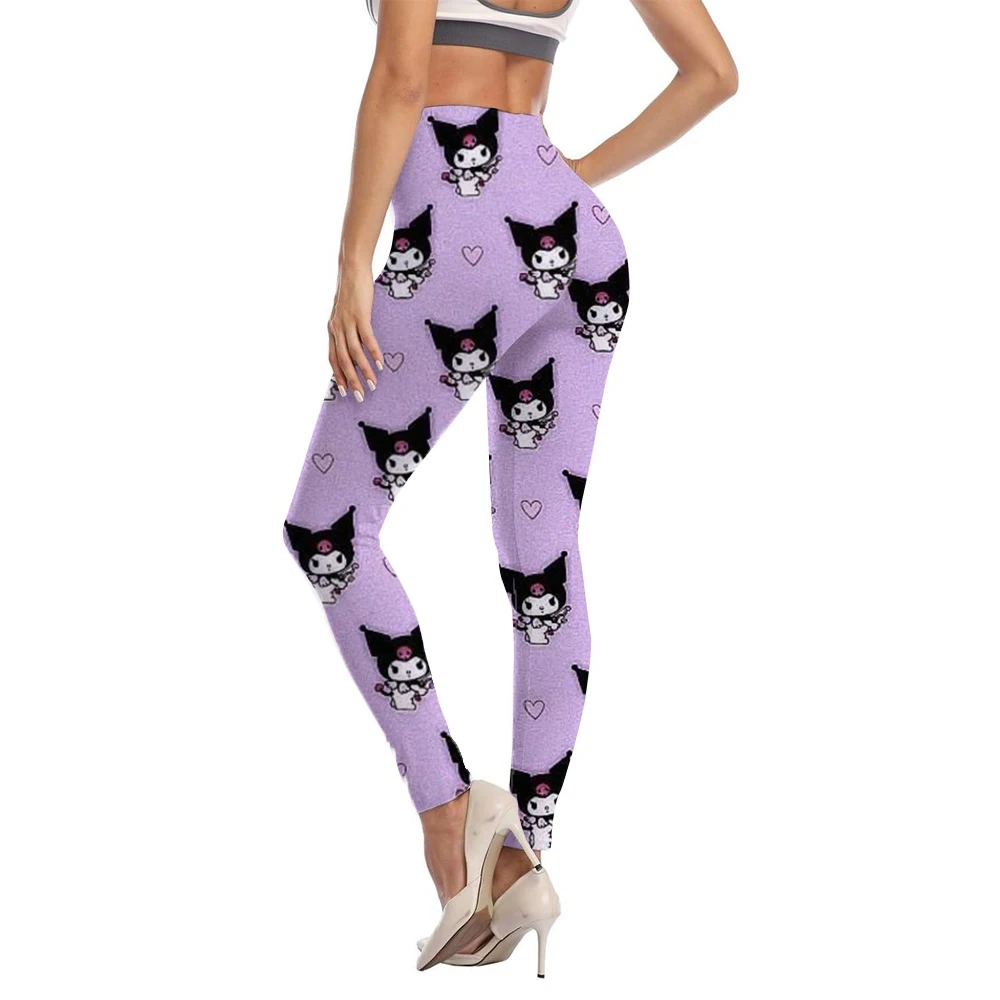 Leggings College Kuromi Hello Kitty pour femmes, taille haute, vêtements décontractés doux, pantalons crayon push-up pour le sport, le yoga et le fitness