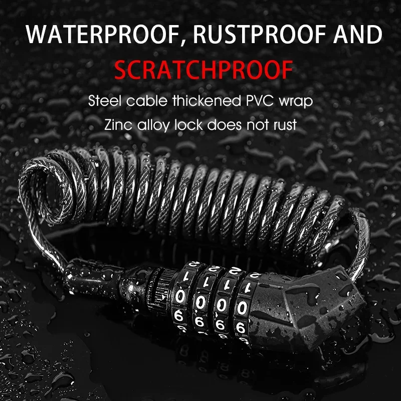

Password Mini Bicycle Helmet Lock Portable Anti Theft Cable for Motorcycle Scooter Padlock Accessories Bike Accessories