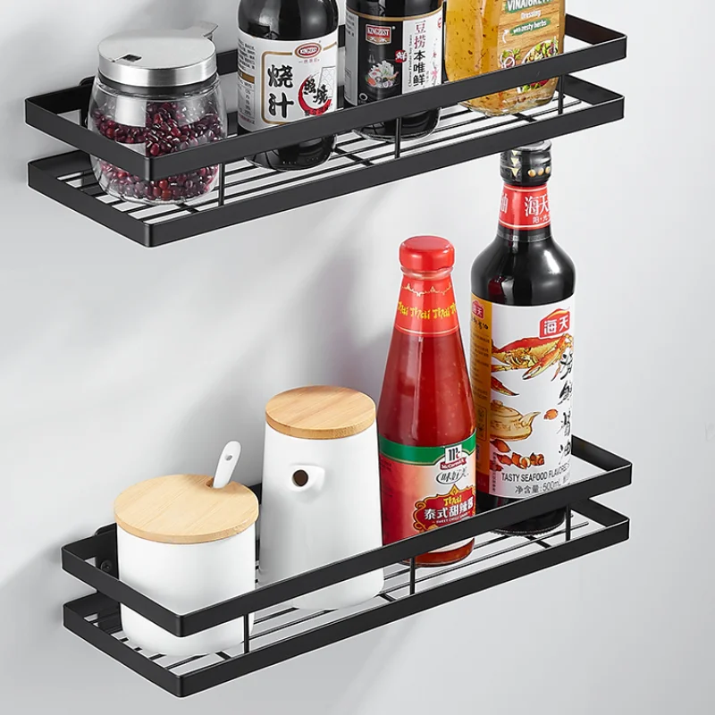 Kitchen Shelf Spice Rack Free Perforation Wall-mounted Seasoning Supplies Household Oil, Salt and Vinegar Storage