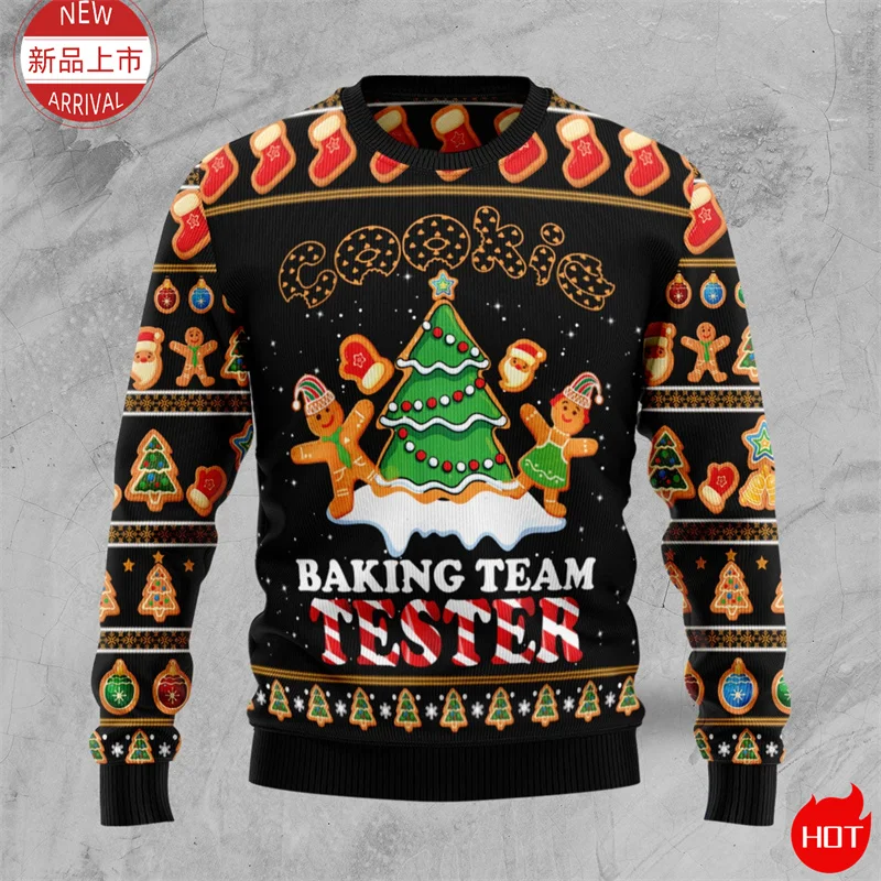 Cookie Gingerbread 3D Print Sweater, Gingerbread Sweatshirt, Cookie Ugly Christmas Sweater Women Mens Funny Christmas Clothing