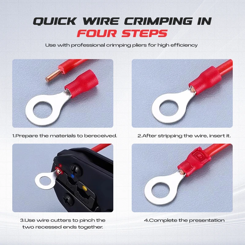 102 قطعة محطات تجعيد حلقة موصلات الأسلاك الكهربائية M4/M5/M6 العزل الطويق العروات كابلات لصق سريع لولبية الاتصال