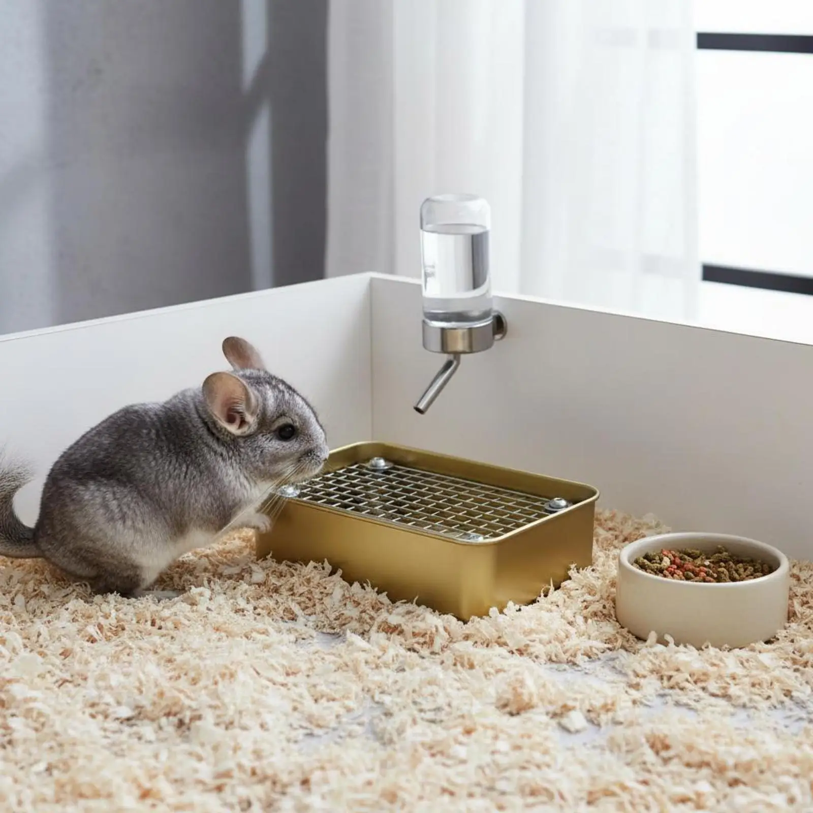 Stainless Steel Industrial Pan Pet Litter Tray Removable Wire Grate Design for Small Animal Cage Organization