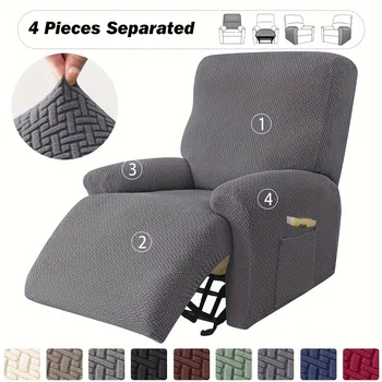 Funda de sofá reclinable Ralax, fundas de Jacquard para sillas, fundas de sofá de LICRA elásticas, fundas antideslizantes para sillón, 4 unids/set