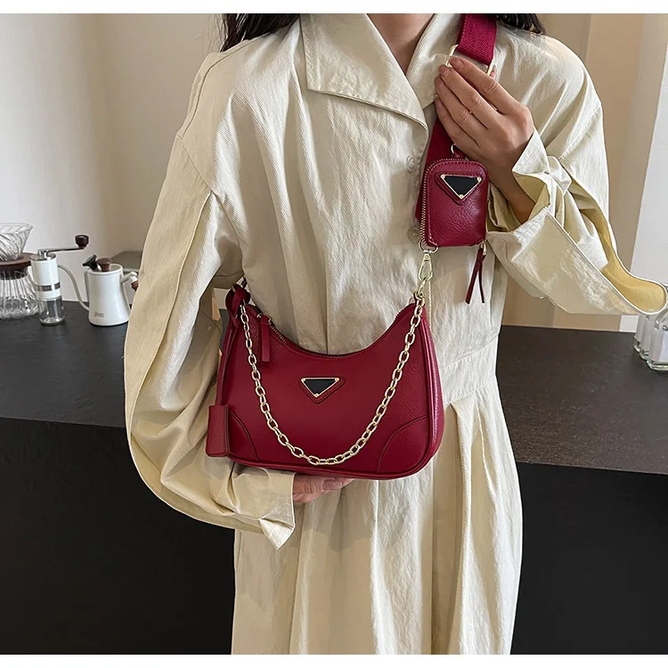 Woman Female Fashion Causal Handbag Set Crossbody Bags Shoulder Handbags 2in1 Sling Bag Trend Hand Bag For Travel Real leather