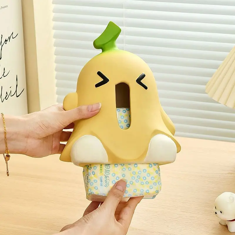 Prohibit Anxiety Banana Tissue Box, Household Living Room Dining Table, Ceramic Paper Drawer Box