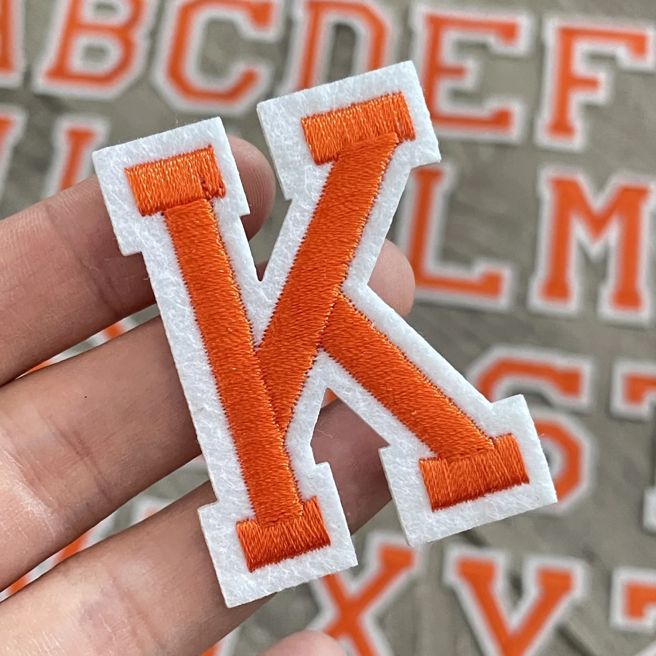 5CM Orange Letter Patches Embroidered Patch Iron on For Clothing DIY Accessories Alphabet ABCD EFG HIJK LMN OPQ RST UVW XYZ